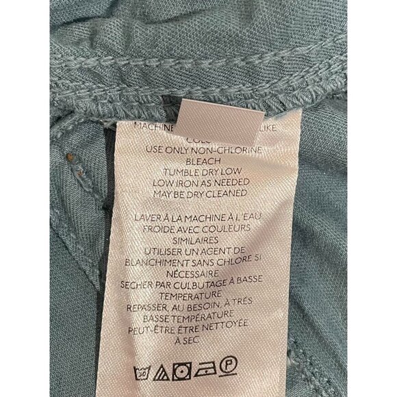 Anthropologie Wanderer Pants Womens 26 Blue Green Zebra Linen Crop High Rise - Picture 14 of 15